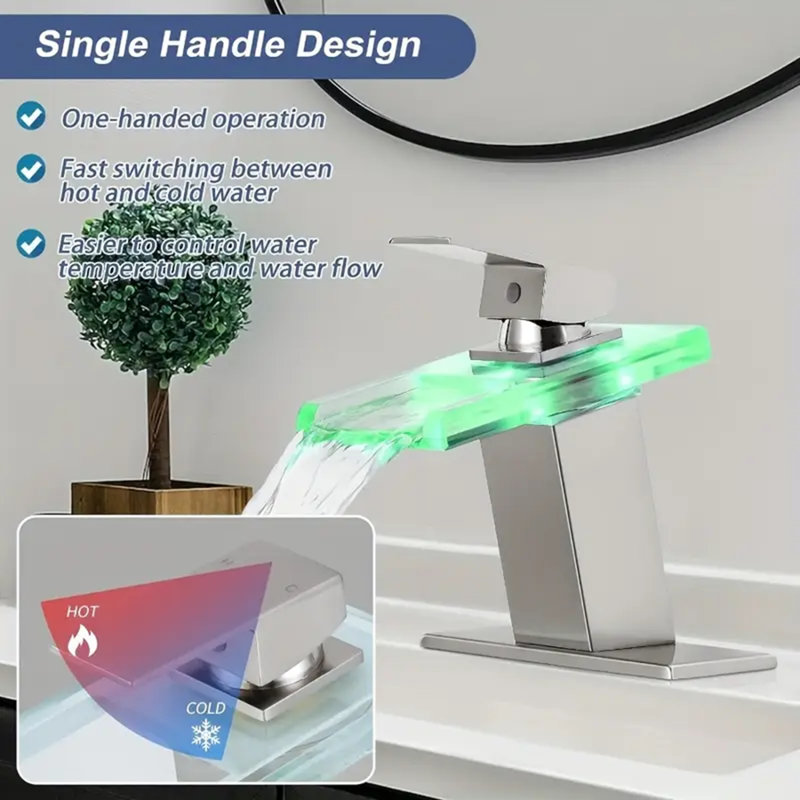 Robinet pour salle de bain à poignée simple Centreset, Chrome