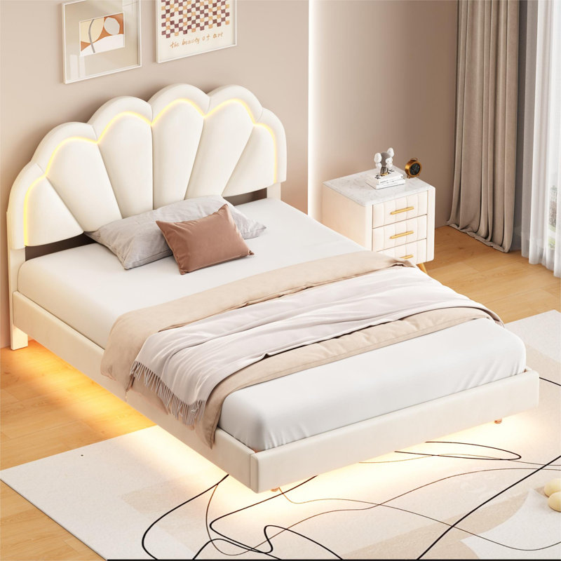 Chaley Upholstered Bed, Beige