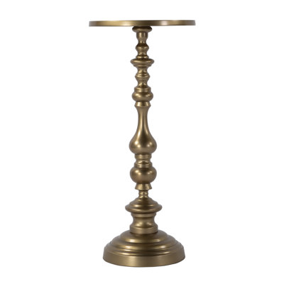 Mario 10 in. W Round All Metal Pedestal Base End Table