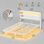 Floating Bed Frame 135×190CM /150×200CM with LED Lights & Charging Station, Metal Platform Bed frame with Upholstered Headboard, Easy Assembly,Noise Free,No Box Spring Needed,Linen-1622726236-1622726234