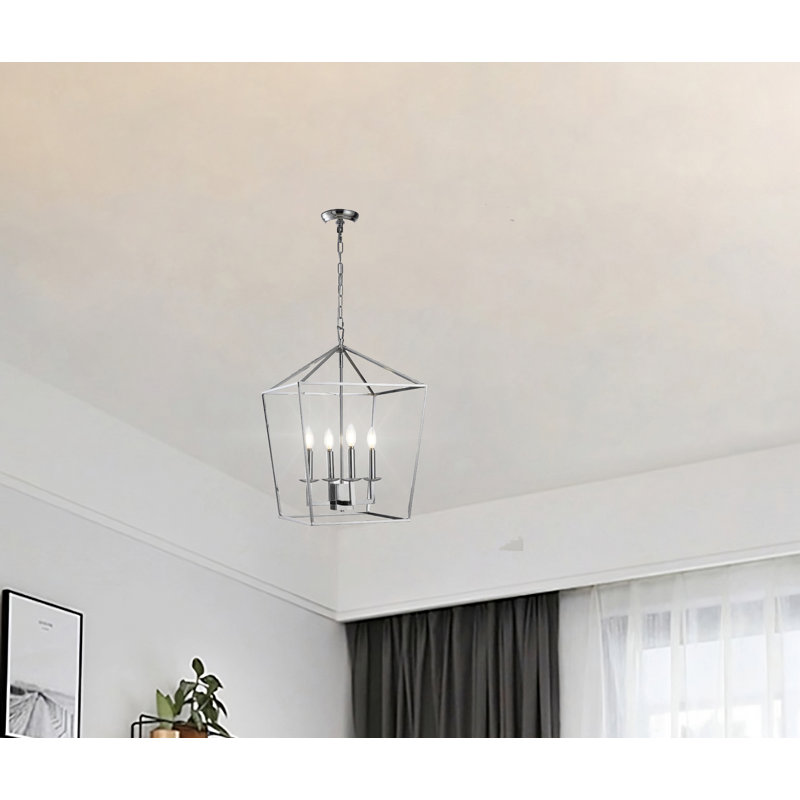 Alexian 4 - Light Silver Lantern Pendant, 17" H x 12.5" W x 12.5" D