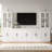 Modern Entertainment Center With 3 Tiers Bookshelf For Tvs Up To 70", Farmhouse TV Stand With 3 Storage Cabinets