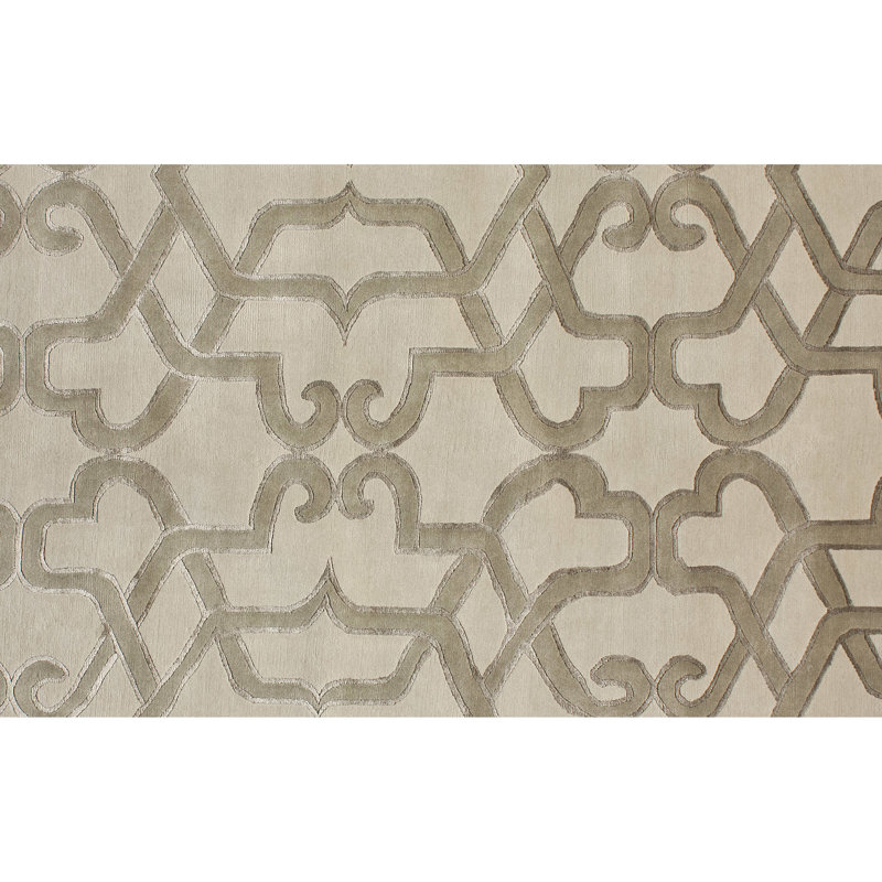 Geometric Area Rug in Ivory/Brown, Rectangle 6' x 9'