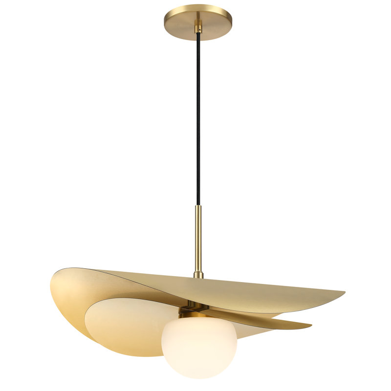 Luminaire suspendu simple à 1 lumière Yamini, Laiton vieilli
