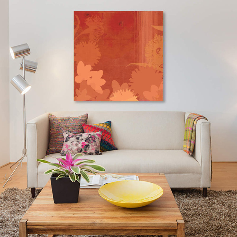 «Shades of Red», impression sur toile, H 37 po x l 37 po x P 1,5 po, Papier beaux-arts encadré noir, Pas de tapis