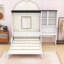 Lit escamotable en bois avec bureau intégré, canapé et rangement-2029379748