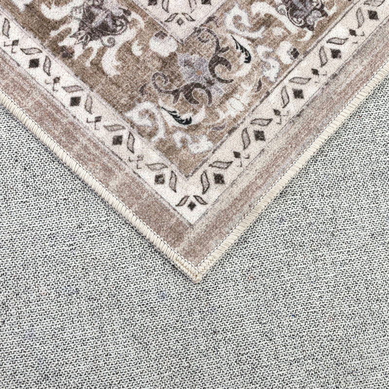 Tapis oriental antidérapant Boho, Rectangle 6 pi x 9 pi, Bleu / orange / vert