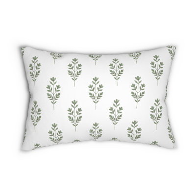 Vintage Floral Block Print Inspired Pillow | Botanical Accent Throw Pillow for Sofa or Bed