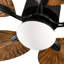 Ventilateurs de plafond 52 pouces tropicaux avec lumière et télécommande, ventilateur à 5 pales écoénergétiques pour l'extérieur, l'intérieur - brun