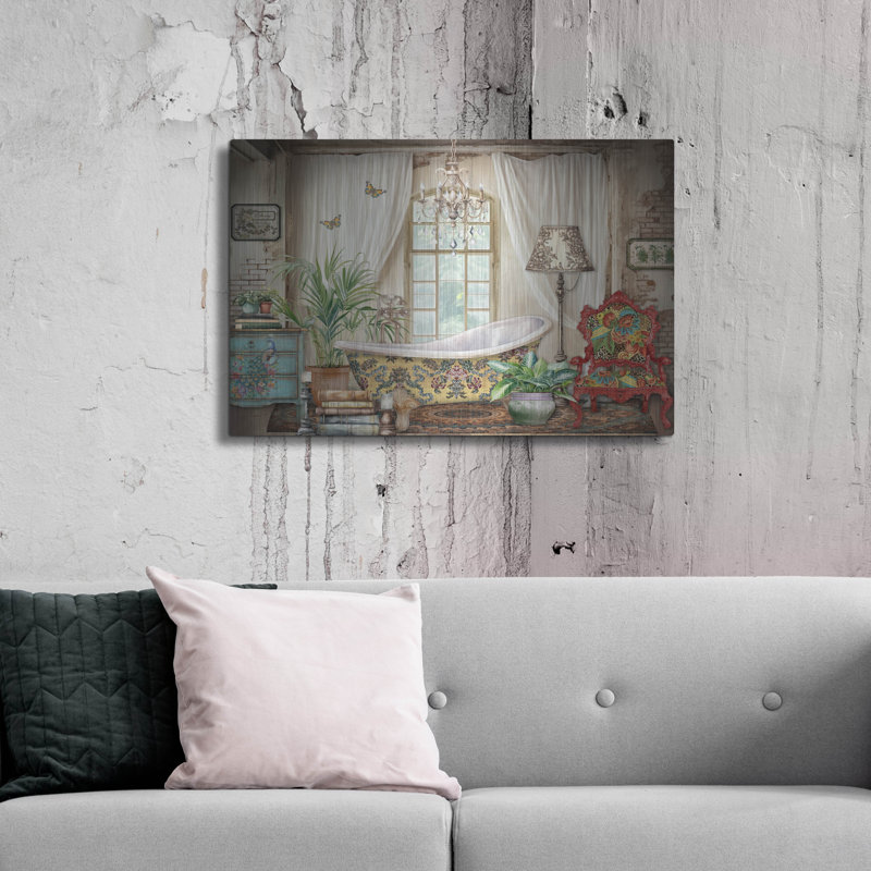 «Shabby Chic Room Decor C» par Jean Plout, art mural en métal, H 24 po x l 36 po
