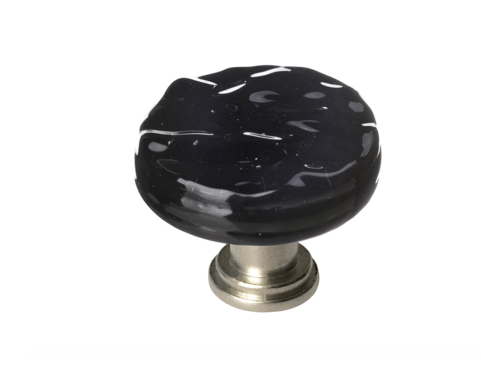 Glacier Mushroom Cabinet Knob, Satin Nickel, Black