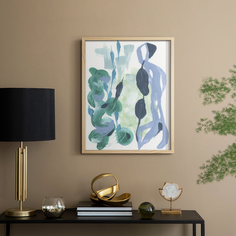 Abstrait varech I, reproduction encadrée - bois massif, Naturel, H 30 po x l 24 po