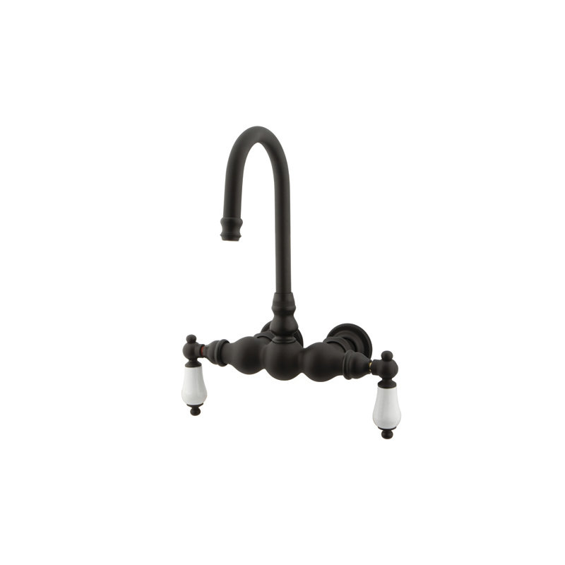 Vintage Double Handle Wall Mounted Clawfoot Tub Faucet, Oil Rubbed Bronze