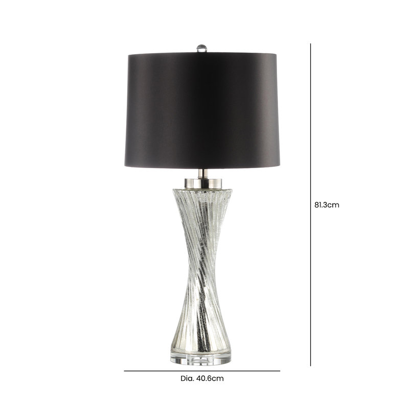 Coltyn 81cm Living Room Table Lamp with Glass Base, Bedside Buffet Lamp with Satin Shade