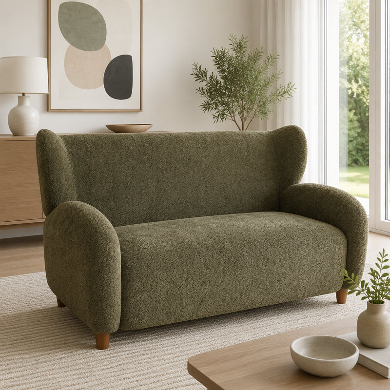 Causeuse en tissu 58 po, Vert olive