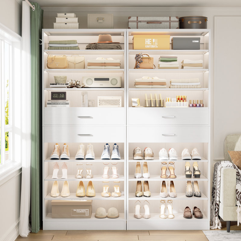 52" W Closet System With Drawers, White