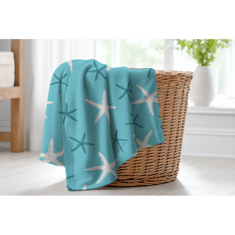 Couverture en velours de polaire Starfish, Bleu, L 80 po x l 60 po