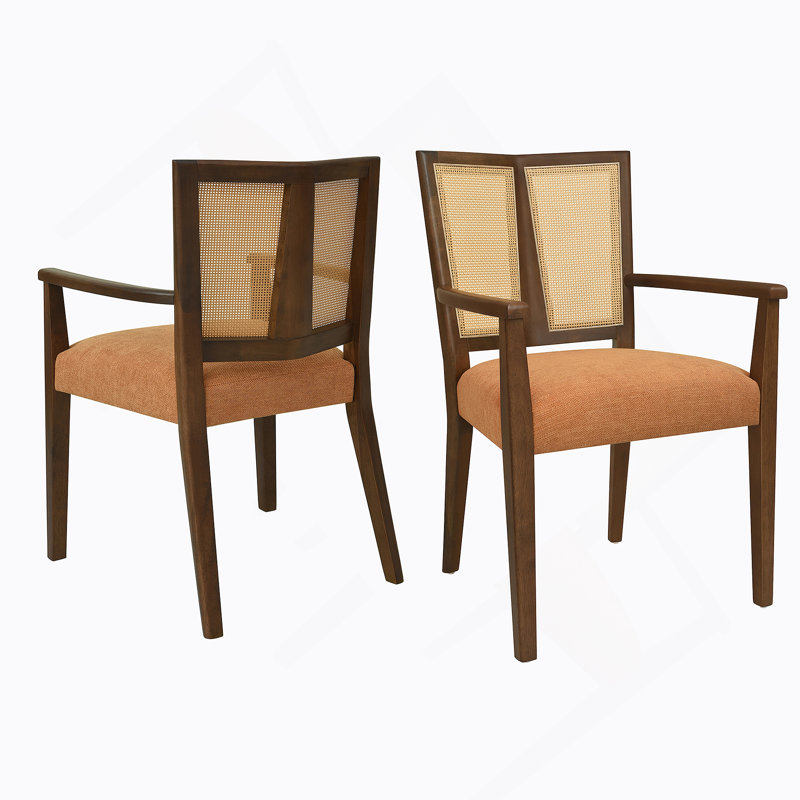 Ensemble de 2 chaises de salle à manger (noyer + caramel), Caramel, Noyer