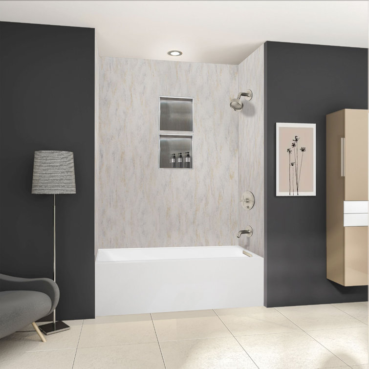 Transolid Unity 60-in x 32-in x 15-in Alcove Acrylic Bathtub Kit With Left Hand Drain, White/Polished Chrome