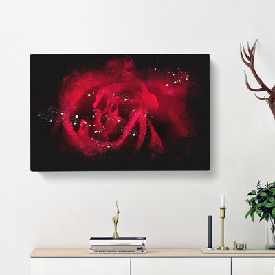 Drops Upon A Red Rose - Wrapped Canvas