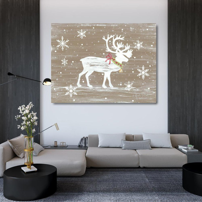 «The Holiday Aisle® Lapoint», art sur toile tendue par Annie Gallery: Snowy Reindeer ALP1896, H 36 po x l 46 po