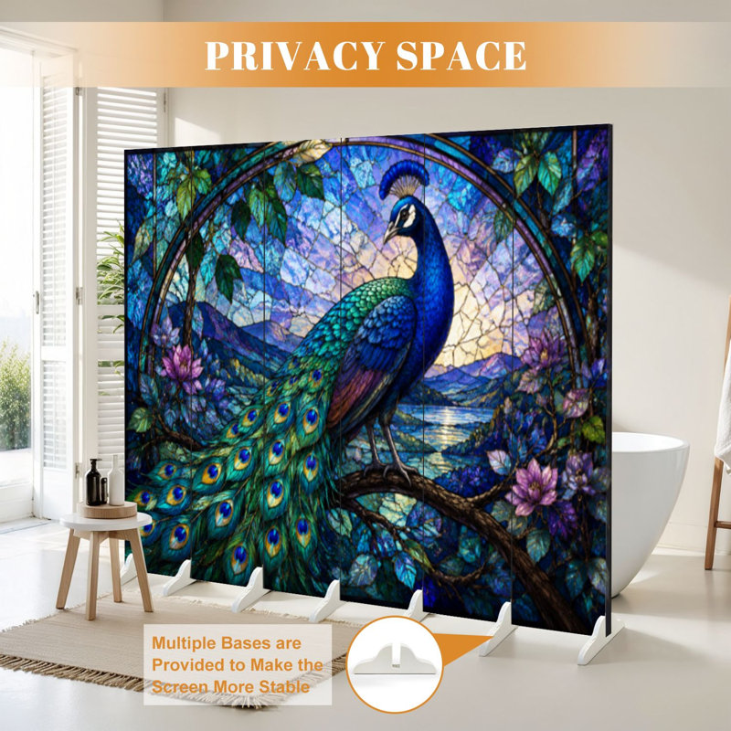 Cloison pliante 6 pièces à paravents Royal Peacock, 6, H 71 po x l 96 po x P 1 po