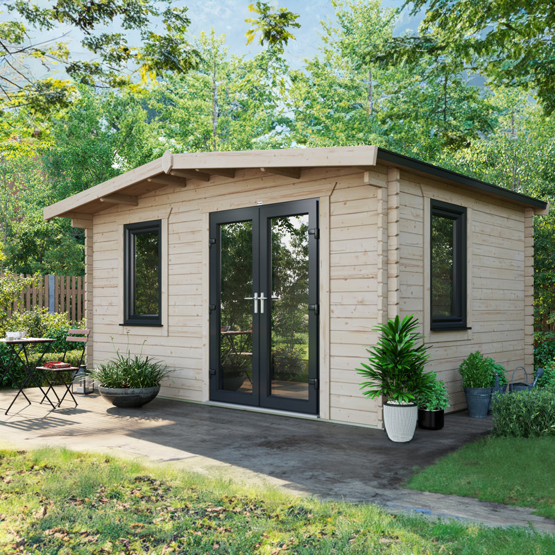 Powersheds Apex 10 x 14ft Chalet Log Cabin, Doors to the Left - 44mm