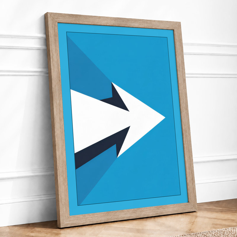 Arrow in Motion Geometric - Framed Print, A3 - 42.0 x 29.7 cm, Oak