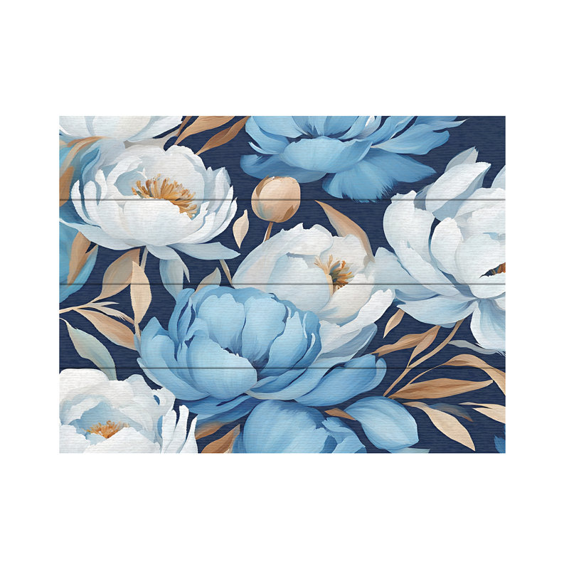 Tina Lavoie Windswept Peonies Wood Slat Art, H 18 po x l 22 po