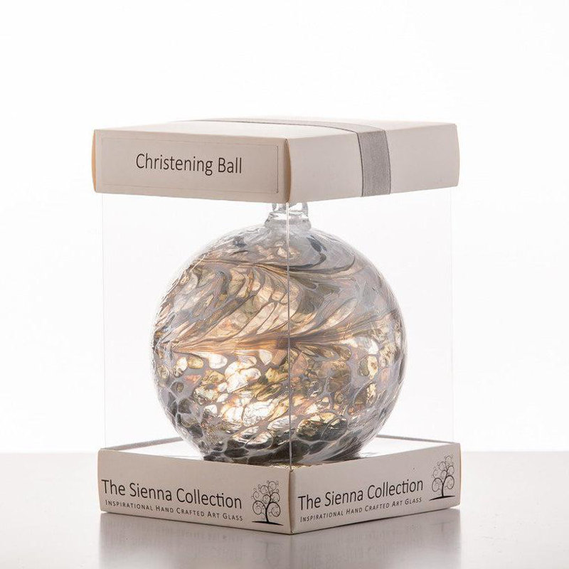 Pastel Silver Christening - 10cm Friendship Ball, Silver