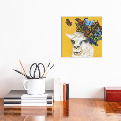 Llama And Butterflies by Tava Studios - Gallery-Wrapped Canvas Giclée on Canvas