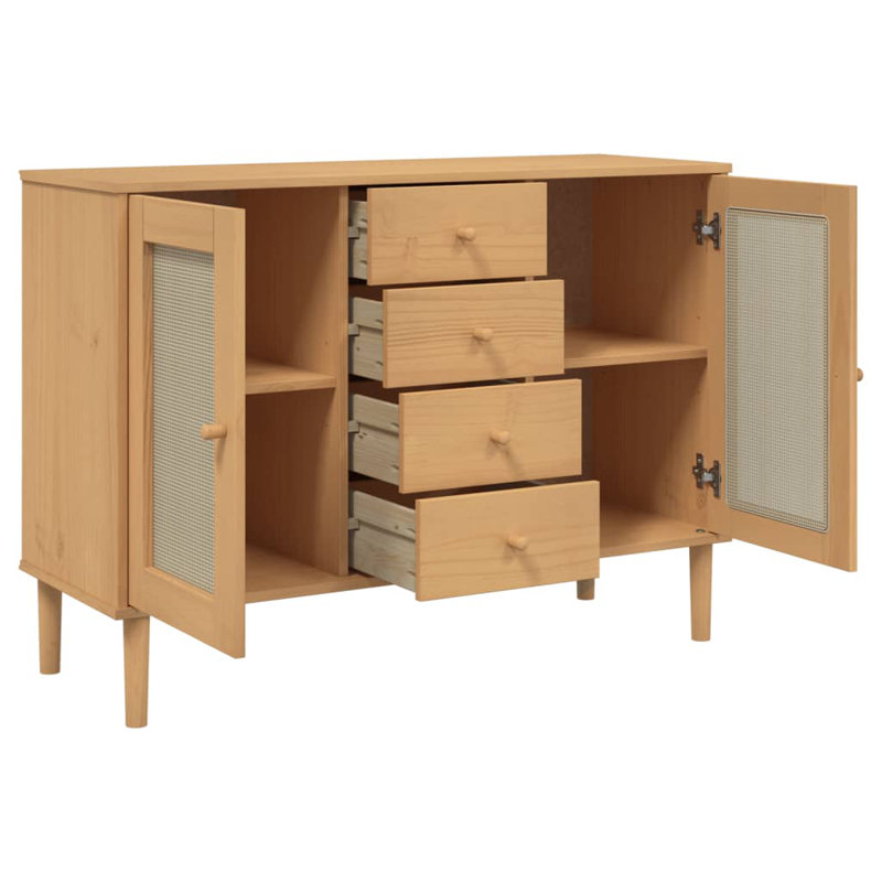 112cm Sideboard Rattan Look,  Brown