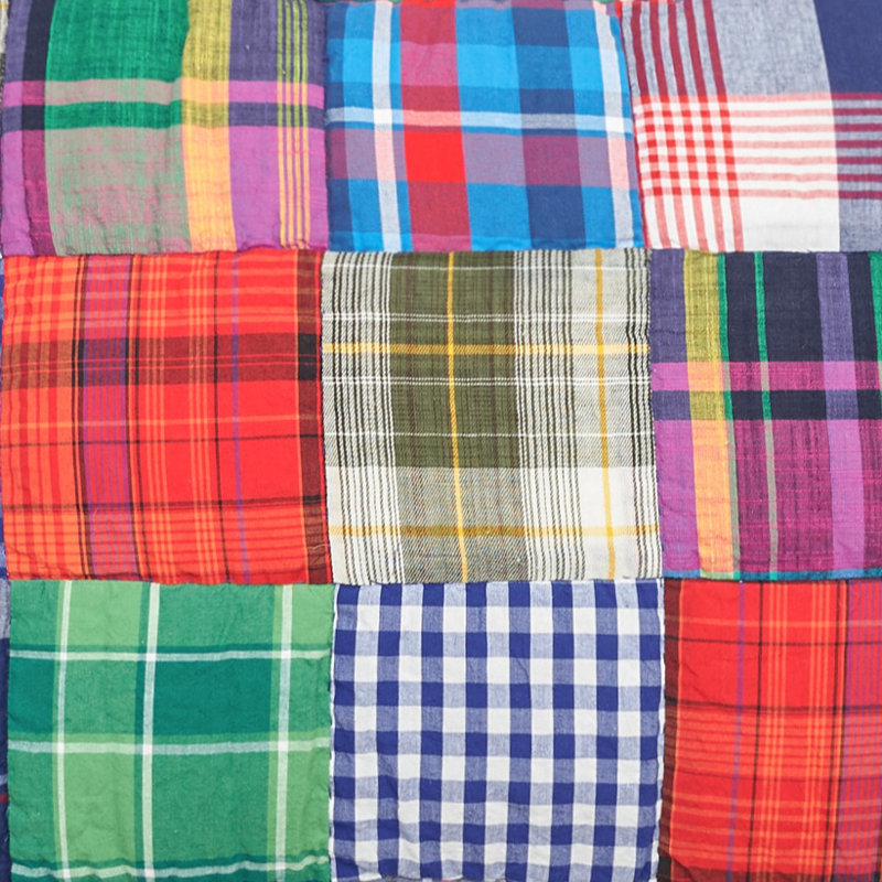 Madras Plaid Cotton Reversible Quilt, King Quilt + No N/A Pillow Sham
