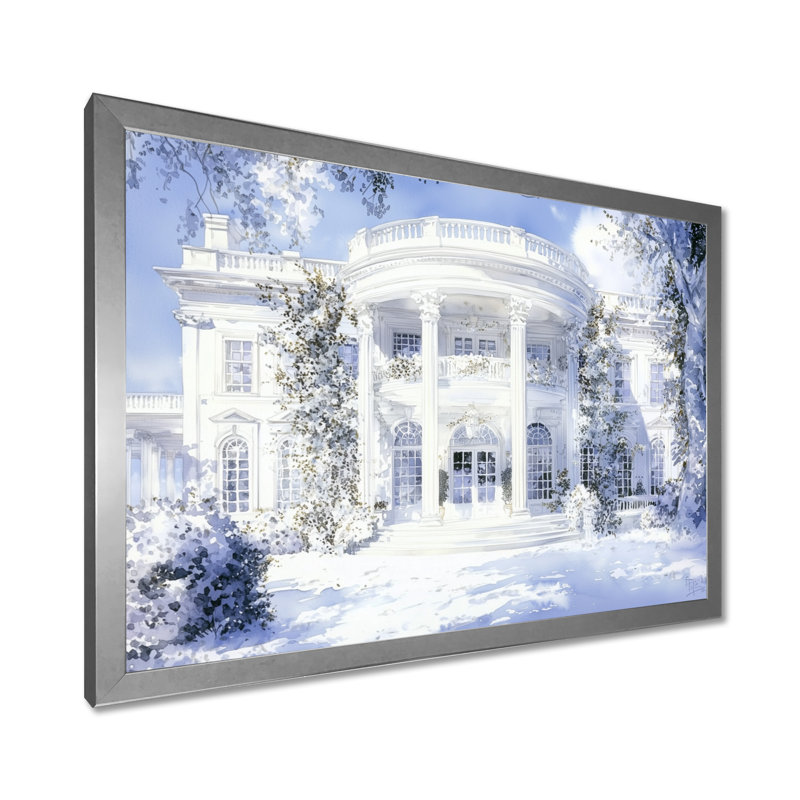 Hiver à la maison blanche à Washington - Décoration murale architecture, H 34 po x l 44 po, Argent argent