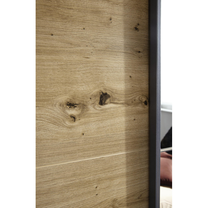Sevilla sliding door wardrobe, Gray Metallic/Oak Artisan/Gray Metallic, 210cm H x 131cm W x 59cm D