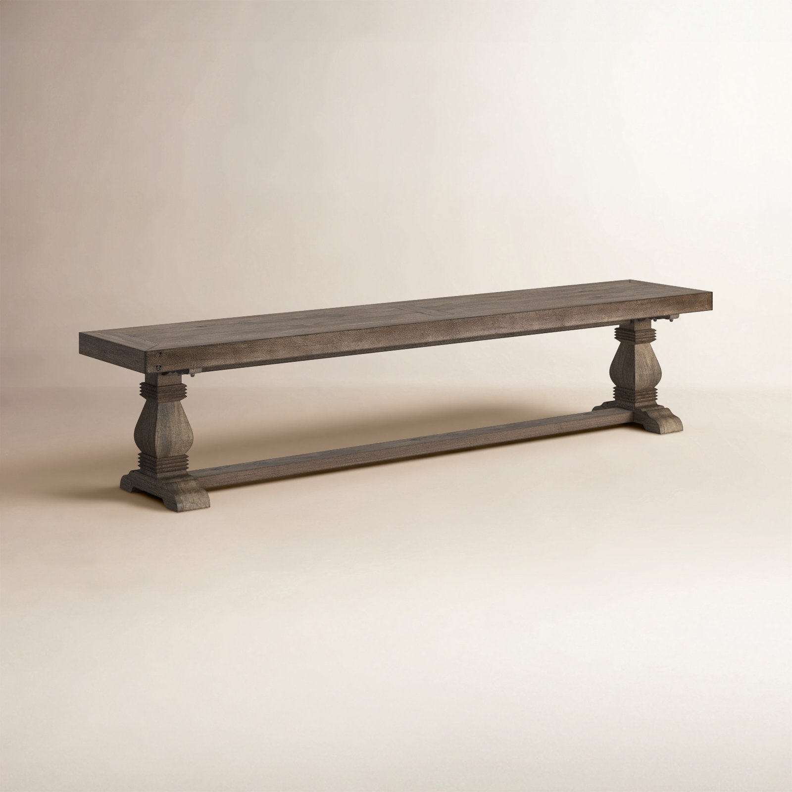Kinston Dining Bench, Distressed Brown, 18" H x 83" W x 16"D