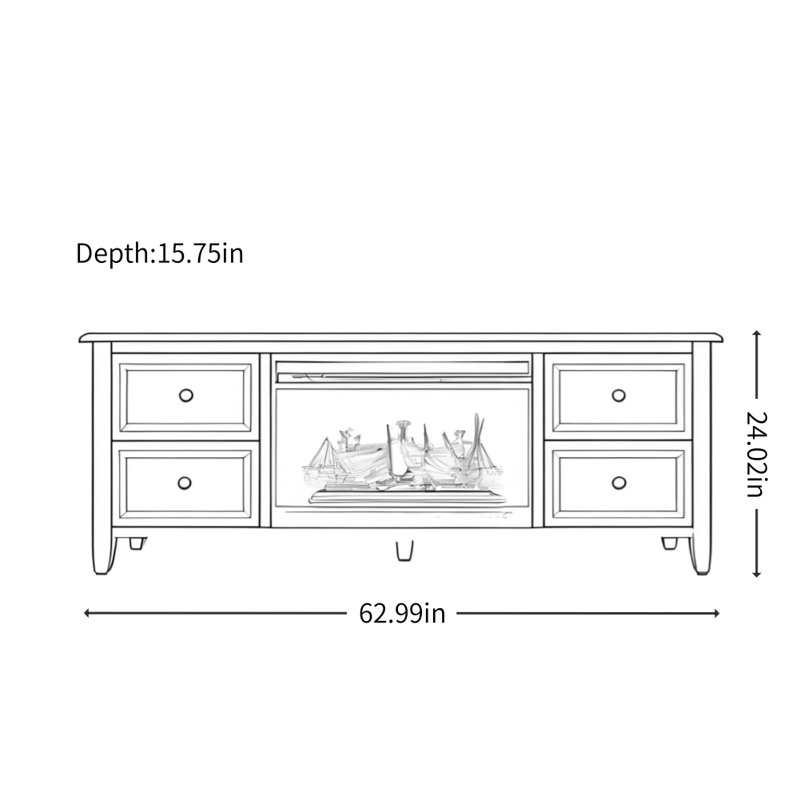 Meuble télé American Country Fireplace, Blanc / vert / rose