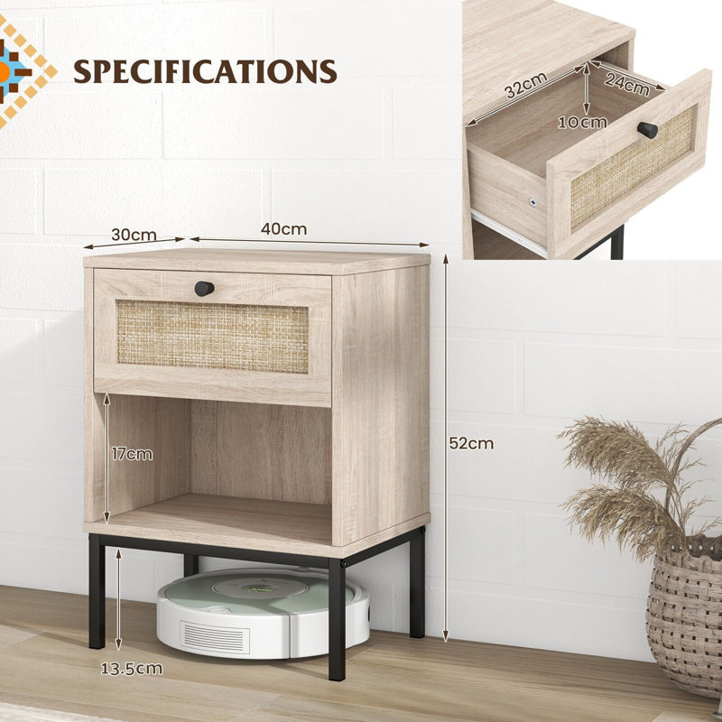 Ameliya 40 cm W Bedside Table