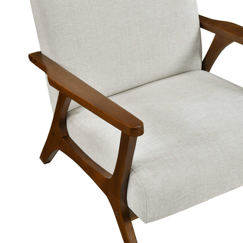 Structure contemporaine en bois d'hévéa et tissu d'ameublement de Chenille, Beige