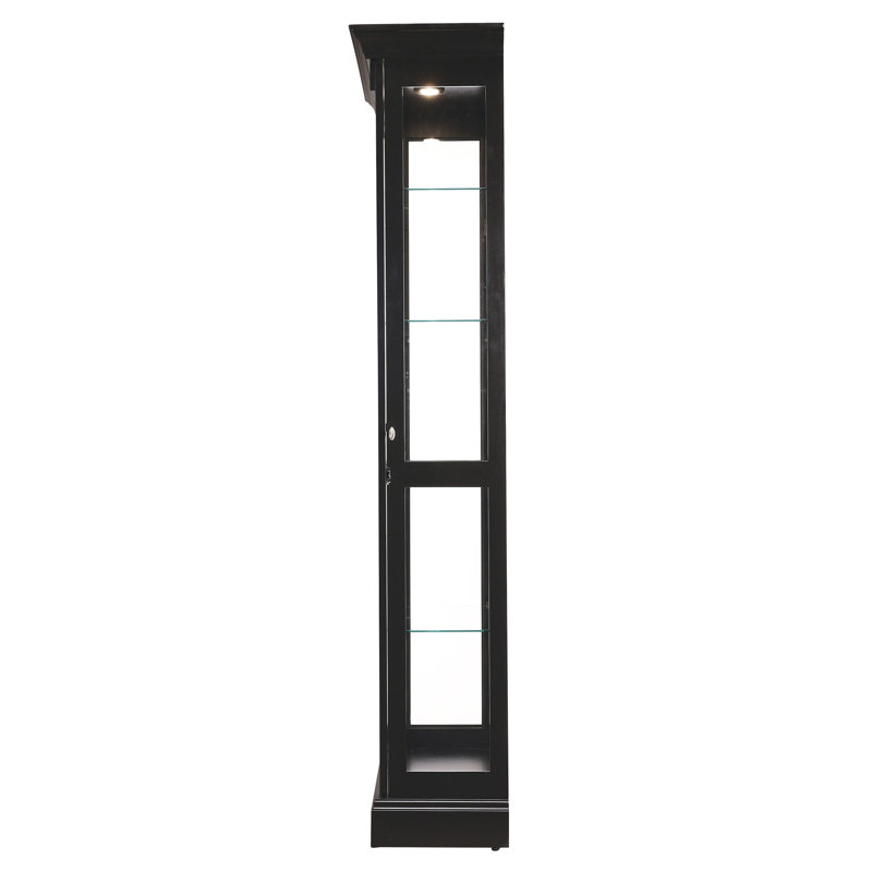 Brigid Black Satin Transitional Lighted Curio Cabinet