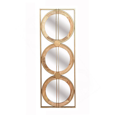 Miroir mural 3 pièces dans un cadre rectangulaire doré, décoration murale pour le salon de la chambre à coucher, 40 po x 14 po