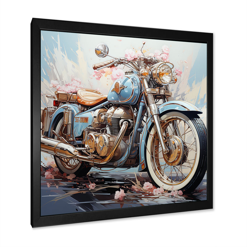 Motocyclette la liberté attend sur toile, Cadre simple noir, H 30 po x l 30 po x P 1 po