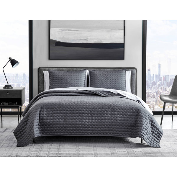 Ultra Soft Reversible Comforter Set Full/Queen Charcoal/Silver