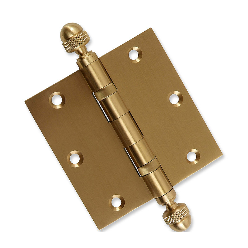Charnière de porte en laiton massif à roulement à billes H 3,5 po x l 3,5 po, Laiton satiné