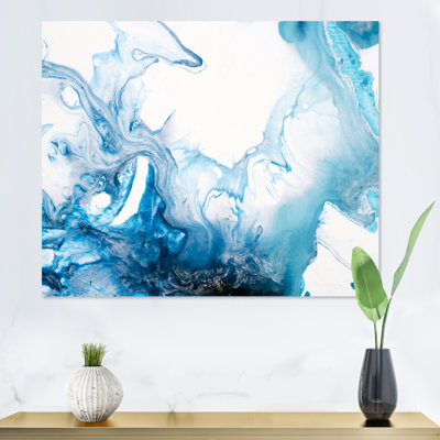 Encre bleu clair, art liquide I - impression sur toile
