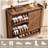 Farmhouse 2 Flip Drawers & Sliding Door Shoe Storage Cabinet – Freestanding Rustic Hidden Shoe Rack Organizer For Entryway-1896655003