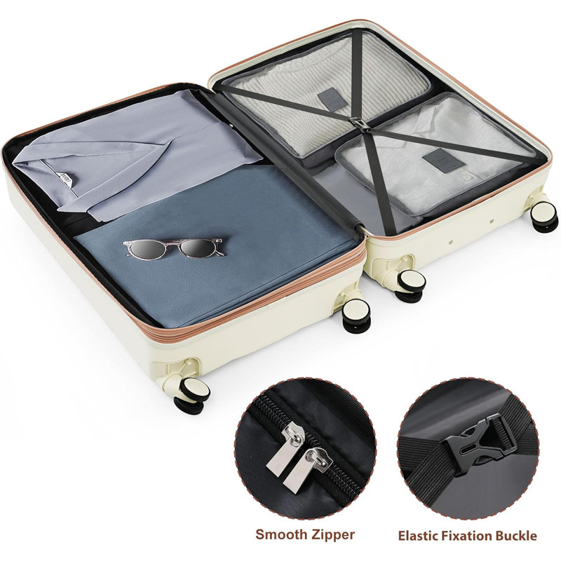 Ensemble de 3 valises rigides en ABS blanc