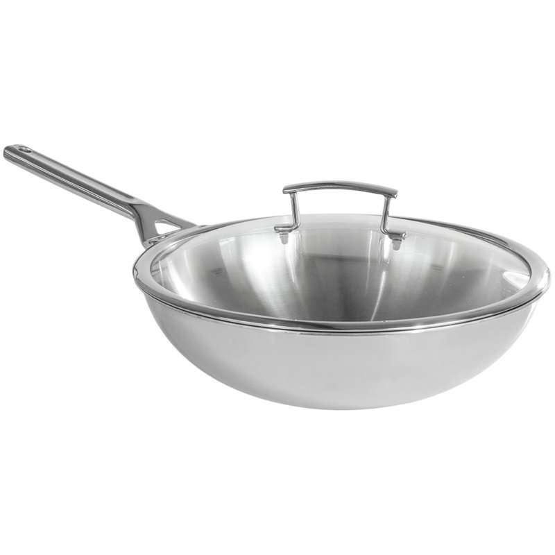 True Induction Gourmet Stainless Steel Wok with Lid