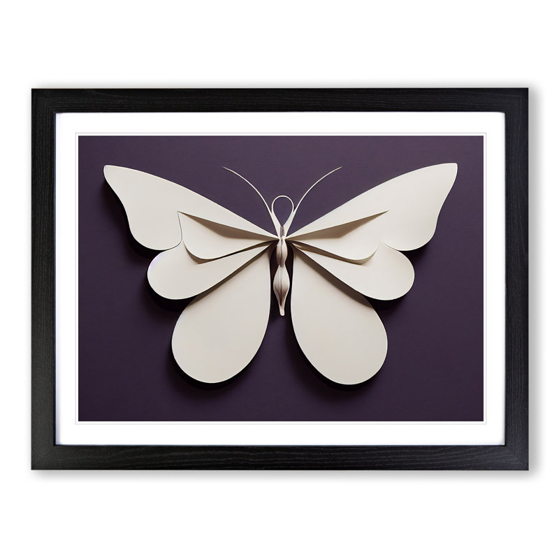Luxurious Butterfly - Single Picture Frame Print, Black, 46cm H x 64cm W x 2cm D