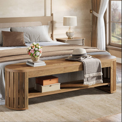 Banc de hall d'entrée en bois rustique avec rangement, banc à chaussures en forme d'arc pour le couloir